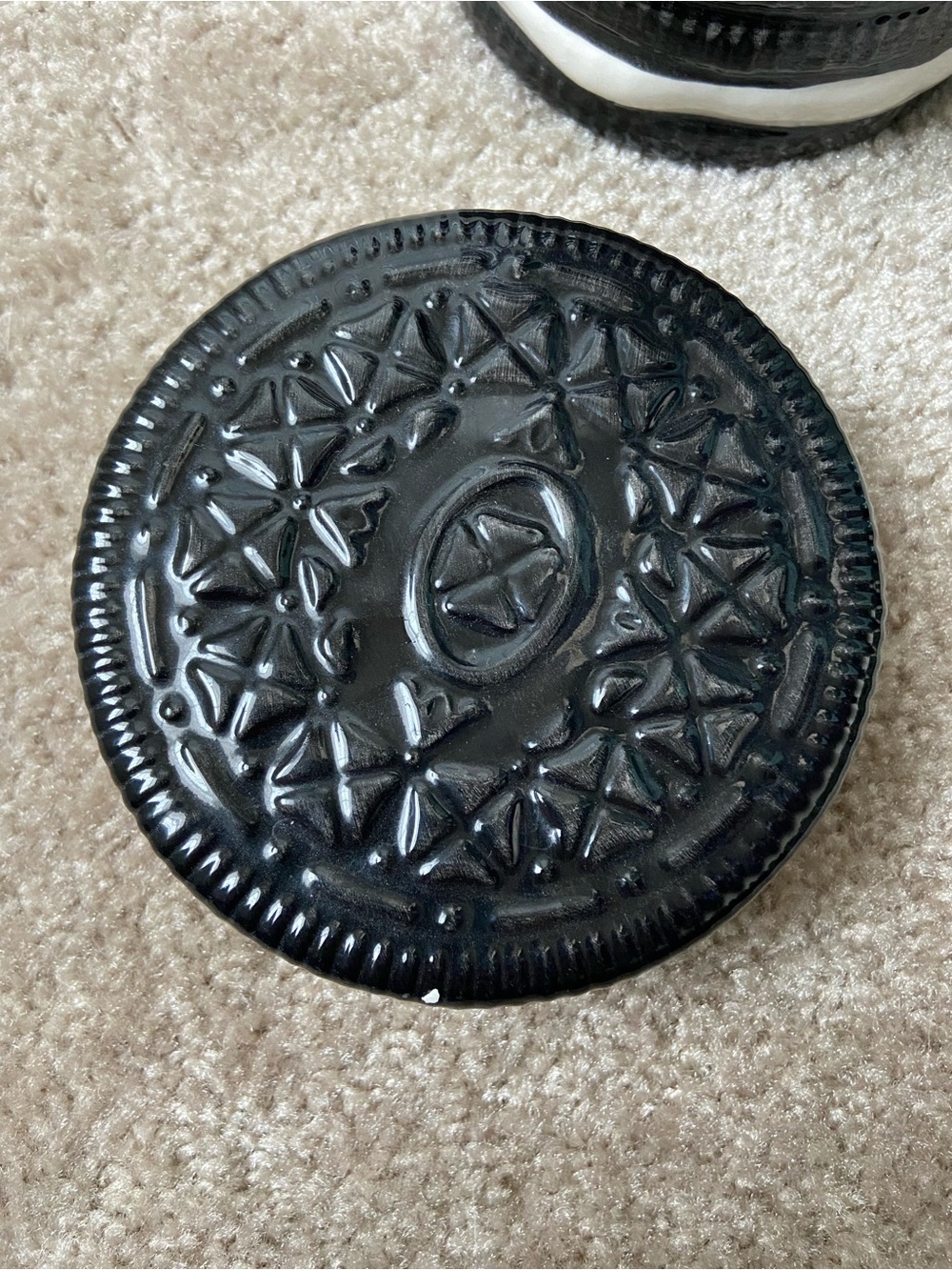 Ceramic Cookie Jar - Black & White Striped Oreo-Inspired Design - Picture 4 of 6